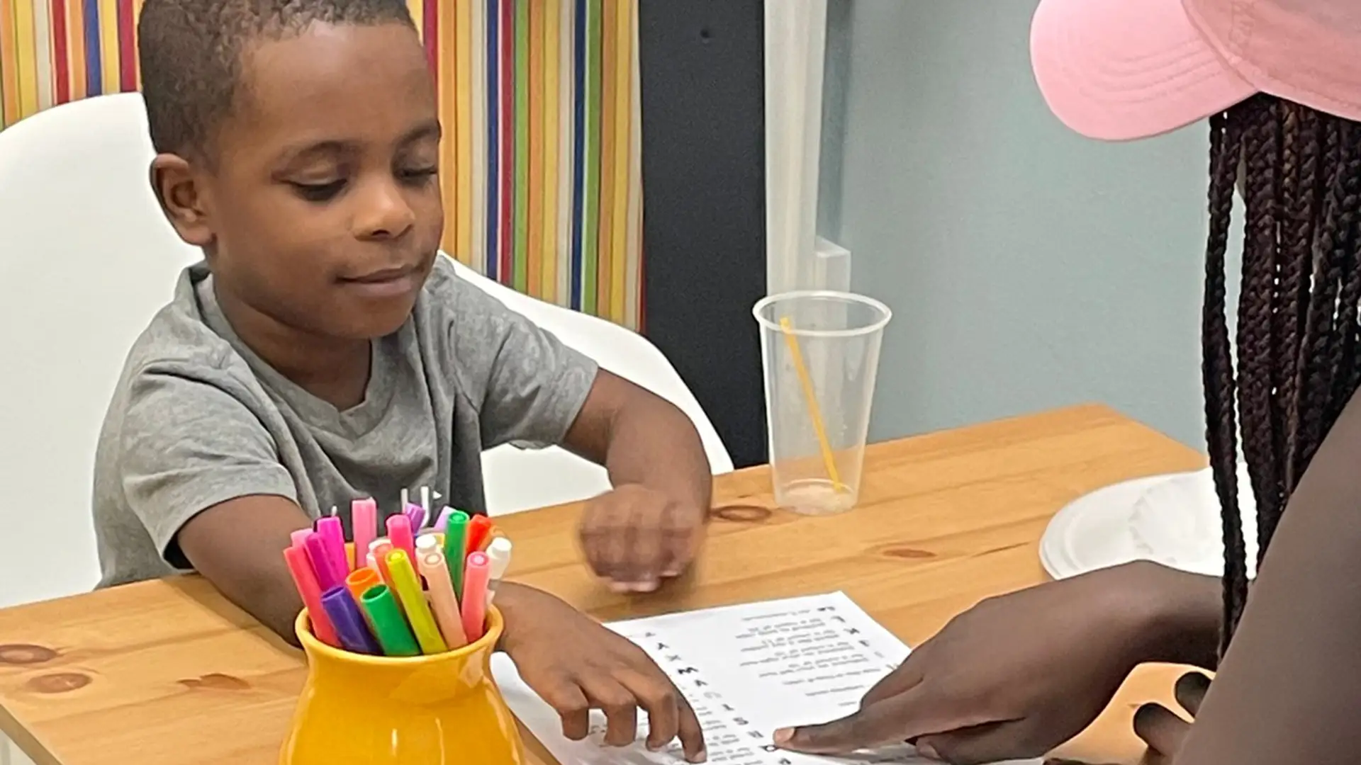 Child reading one-on-one with a Phoenix Family reading coach