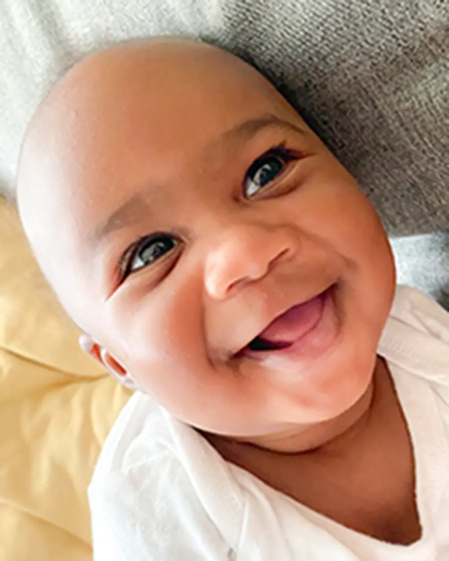 Close-up of a baby looking toward the camera